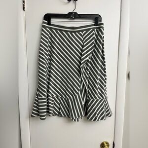 Talbots Green and White Fit and Flare Knee-Length Skirt